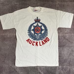 Men's Vintage 80s Cloud Auckland New Zealand Fire Service White T Shirt Tee Sz L